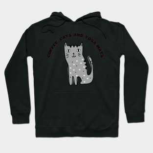 Coffee cats and yoga mats funny yoga and cat drawing Hoodie